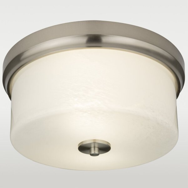 Deckenlampe rund Ø 30 cm rund Nickel Weiß 2x E27 Metall Glas