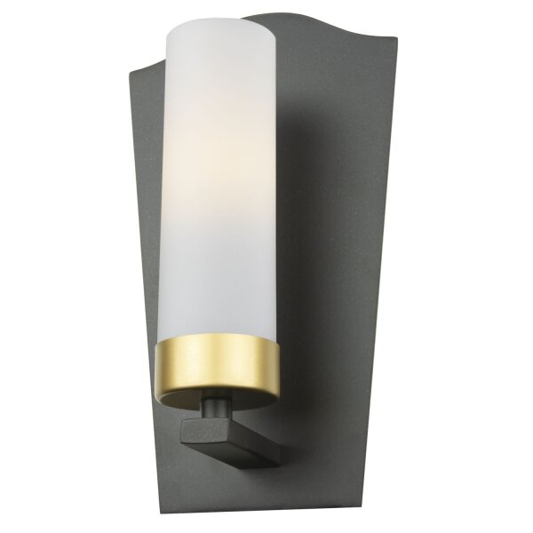 Wandleuchte Glas Metall H: 23,3 cm in Bronze Weiß Gold E14