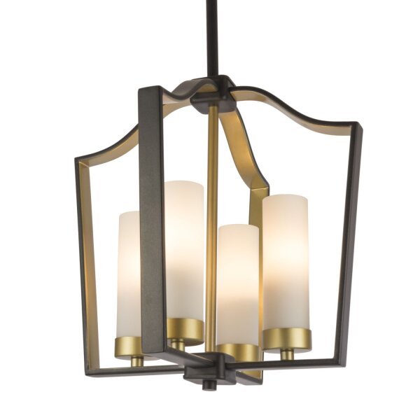 Hängelampe Metall Glas B: 34 cm in Bronze Weiß Gold 4x E14