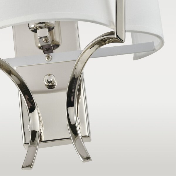 Wandlampe innen E14 H: 44 cm Nickel Weiß Metall Stoff