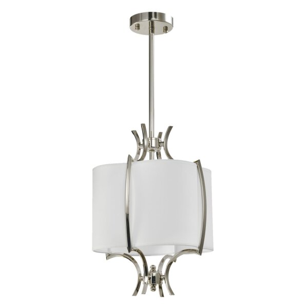 Pendelleuchte Stoff Metall E14 Ø 32 cm in Nickel Weiß