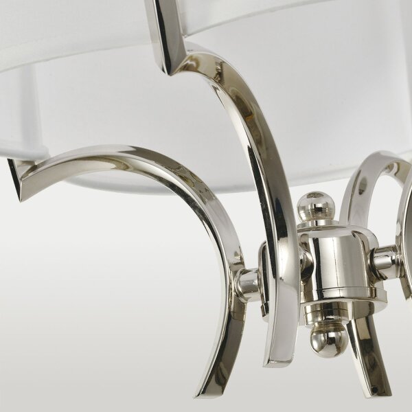 Pendelleuchte Stoff Metall E14 Ø 32 cm in Nickel Weiß