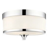 Deckenleuchte Glas Metall rund D: 35 cm Chrom Weiß...