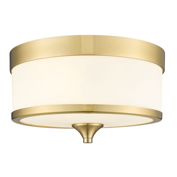 Deckenlampe rund D: 35 cm in Messing Weiß 3x E27 Glas Metall