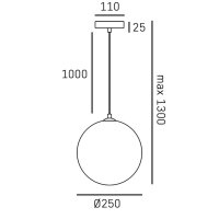 Hängelampe Kugelschirm Ø 25 cm Metall Glas G9...