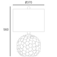 Tischlampe Keramik Stoff E27 56 cm in Weiß Messing...