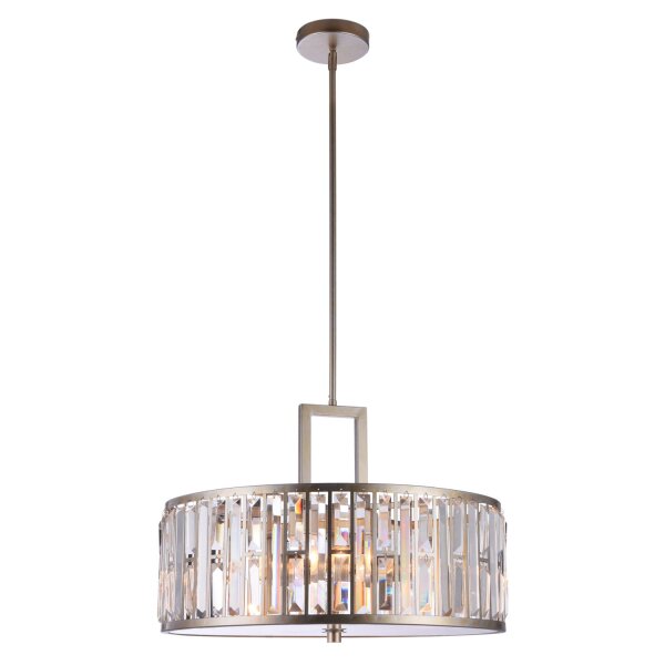 Pendelleuchte rund D: 55 cm 5x E27 Kristall Metall