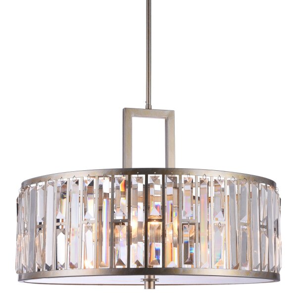 Pendelleuchte rund D: 55 cm 5x E27 Kristall Metall