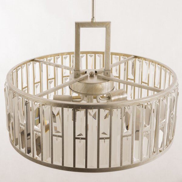 Pendelleuchte rund D: 55 cm 5x E27 Kristall Metall