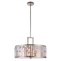 Pendelleuchte rund D: 55 cm 5x E27 Kristall Metall