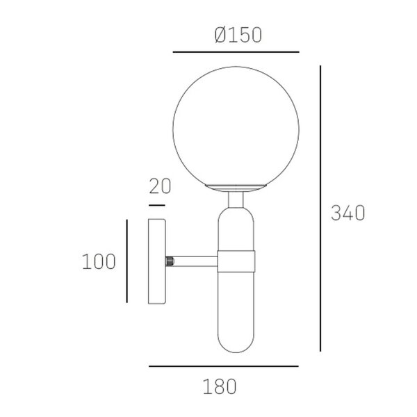 Wandlampe Glas Marmor Metall H: 34 cm E14 Schwarz Weiß