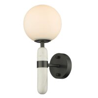 Wandlampe Glas Marmor Metall H: 34 cm E14 Schwarz Weiß