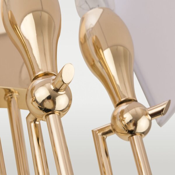 Wandlampe Metall Stoff H: 60cm in Gold Weiß 3x E14