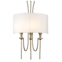 Wandlampe Metall Stoff H: 60cm in Gold Weiß 3x E14