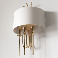 Wandlampe Metall Stoff H: 60cm in Gold Weiß 3x E14