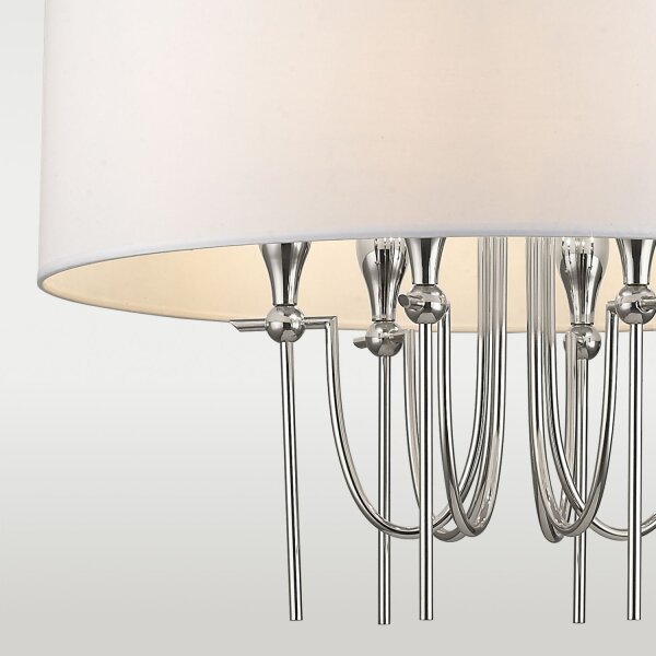 Hängelampe rund D: 70 cm Nickel Weiß E14 Metall Stoff