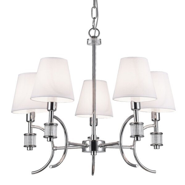 Kronleuchter mit Schirm Chrom Weiß B: 60 cm 5x E14 Modern
