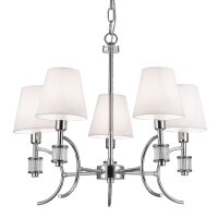 Kronleuchter mit Schirm Chrom Weiß B: 60 cm 5x E14...