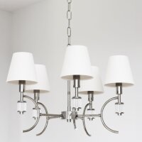Kronleuchter mit Schirm Chrom Weiß B: 60 cm 5x E14...
