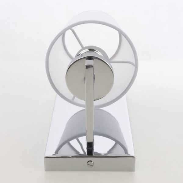 Wandleuchte klein H: 24 cm Chrom Weiß E14 Stoffschirm