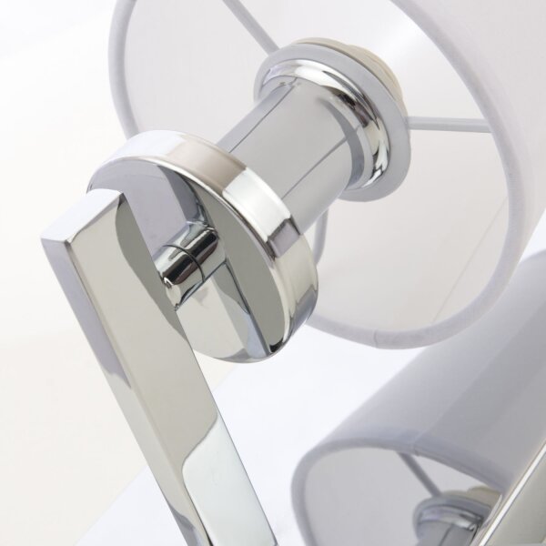 Wandleuchte klein H: 24 cm Chrom Weiß E14 Stoffschirm
