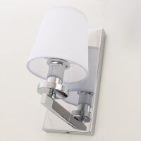 Wandleuchte klein H: 24 cm Chrom Weiß E14 Stoffschirm