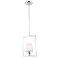 H&auml;ngelampe Chrom Wei&szlig; B: 25 cm Metall Stoff E14