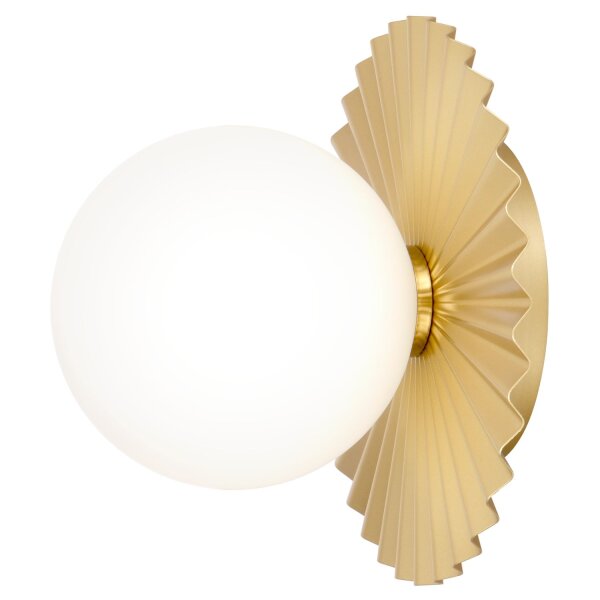 Wandleuchte rund Ø 20 cm Metall Glas G9 in Gold Weiß Kugel
