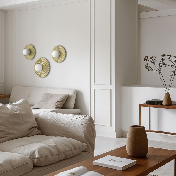 Wandlampe Gold Weiß Kugelschirm G9 Ø 30 cm rund