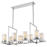 Hängelampe Metall Glas 99 cm breit 8x E27 Chrom...