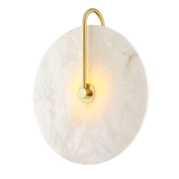 Wandlampe Alabaster Metall 39 cm hoch in Messing Weiß E27
