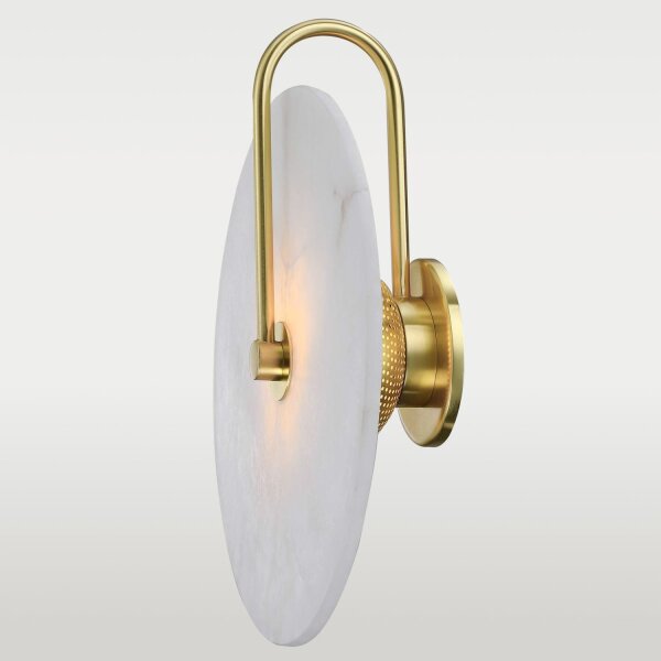 Wandlampe Alabaster Metall 39 cm hoch in Messing Weiß E27
