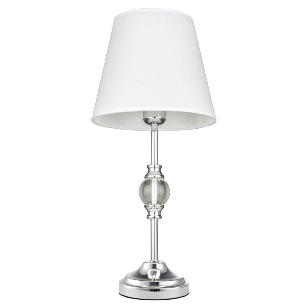 Tischlampe Silber Weiß 50,4 cm hoch Metall Glas Stoff E27