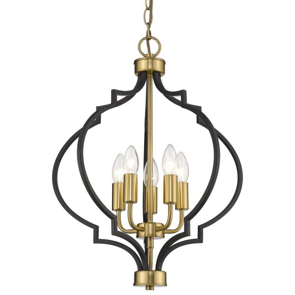 Pendelleuchte Metall 45 cm breit in Schwarz Gold Vintage E14