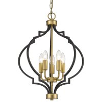 Pendelleuchte Metall 45 cm breit in Schwarz Gold Vintage E14