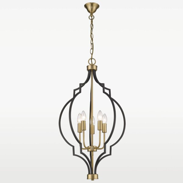 Hängelampe Metall in Schwarz Gold B: 45 cm H: max. 215 cm E14