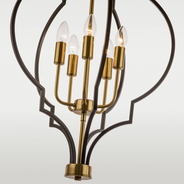 Hängelampe Metall in Schwarz Gold B: 45 cm H: max. 215 cm E14