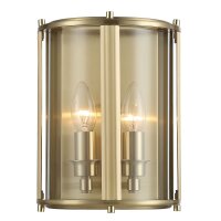 Wandlampe innen Metall Glas H: 23 cm klein in Messing 2x E14