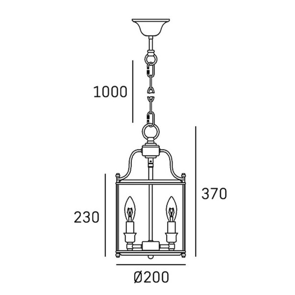 Hängelampe Metall Glas 20 cm breit in Messing 3x E14 Vintage