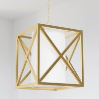 Hängelampe Metall Stoff B: 35 cm in Gold Weiß...