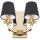 Wandleuchte Metall Stoff B: 30 cm Gold Schwarz E14 2-flammig