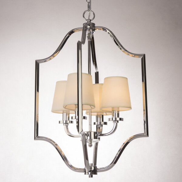 Hängelampe Chrom Weiß 46 cm breit Stoff Metall 4x E14