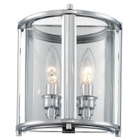 Wandlampe innen Metall Glas klein H: 23 cm Chrom 2x E14