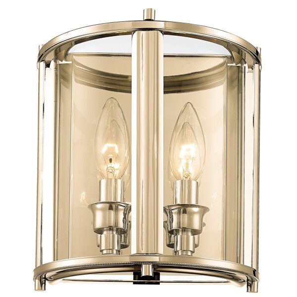 Wandleuchte Metall Glas H: 23 cm klein in Gold 2x E14
