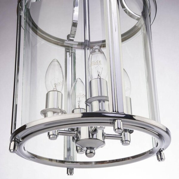 Pendelleuchte Chrom Ø 26 cm Metall Glas Ø 27 cm E14 4-flammig