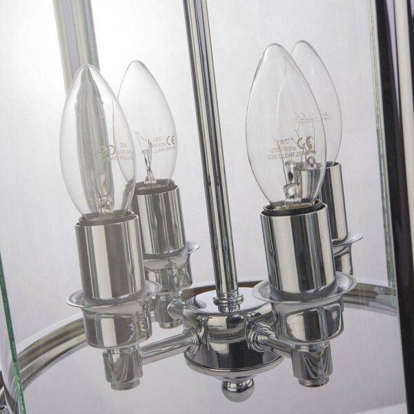 Pendelleuchte Chrom Ø 26 cm Metall Glas Ø 27 cm E14 4-flammig