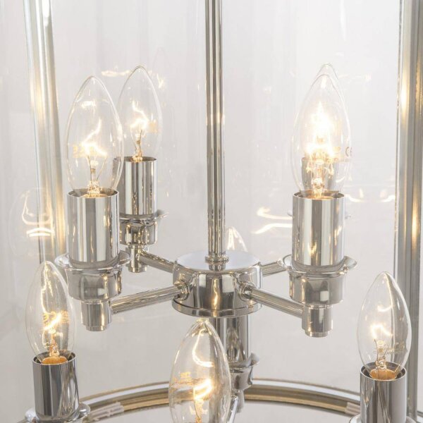 Hängelampe Metall Glas E14 B: 43 cm H: max. 1,95 m in Chrom