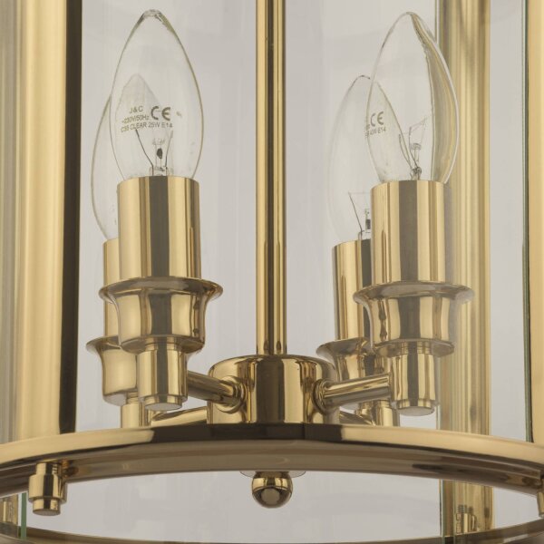 Hängelampe Glas Metall 27 cm breit in Gold 4x E14