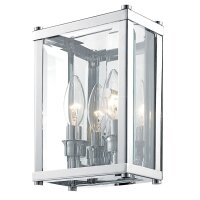 Wandleuchte eckig Chrom 28,5 cm hoch eckig Metall Glas 2x...