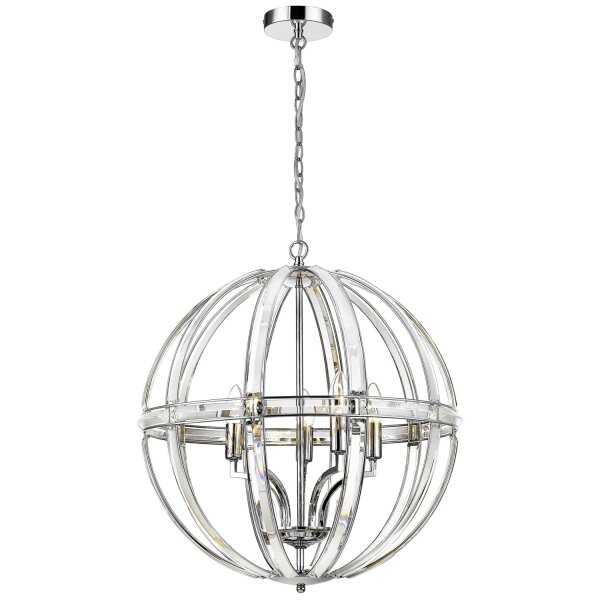 Hängelampe rund D: 52 cm Chrom Kugelschirm Metall Glas Modern